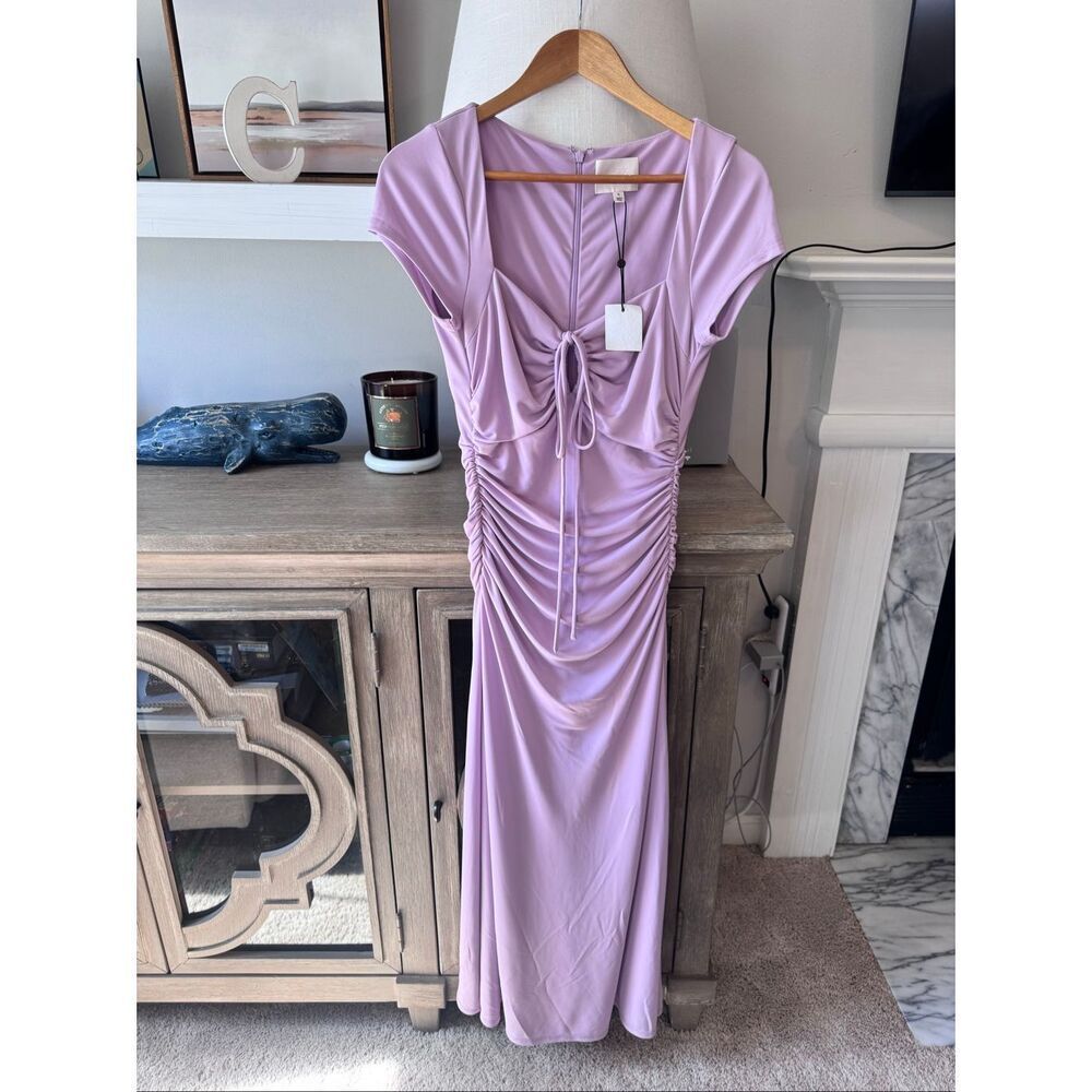 NWT Cinq a Sept Janis Square Neck Pale Iris Midi Dress Size 6
